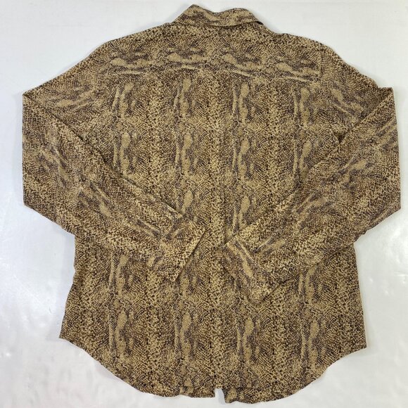 Spenser Jeremy Women's Blouse Brown Size 4 Rattlesnake Scales Abalone Buttons - Picture 2 of 12